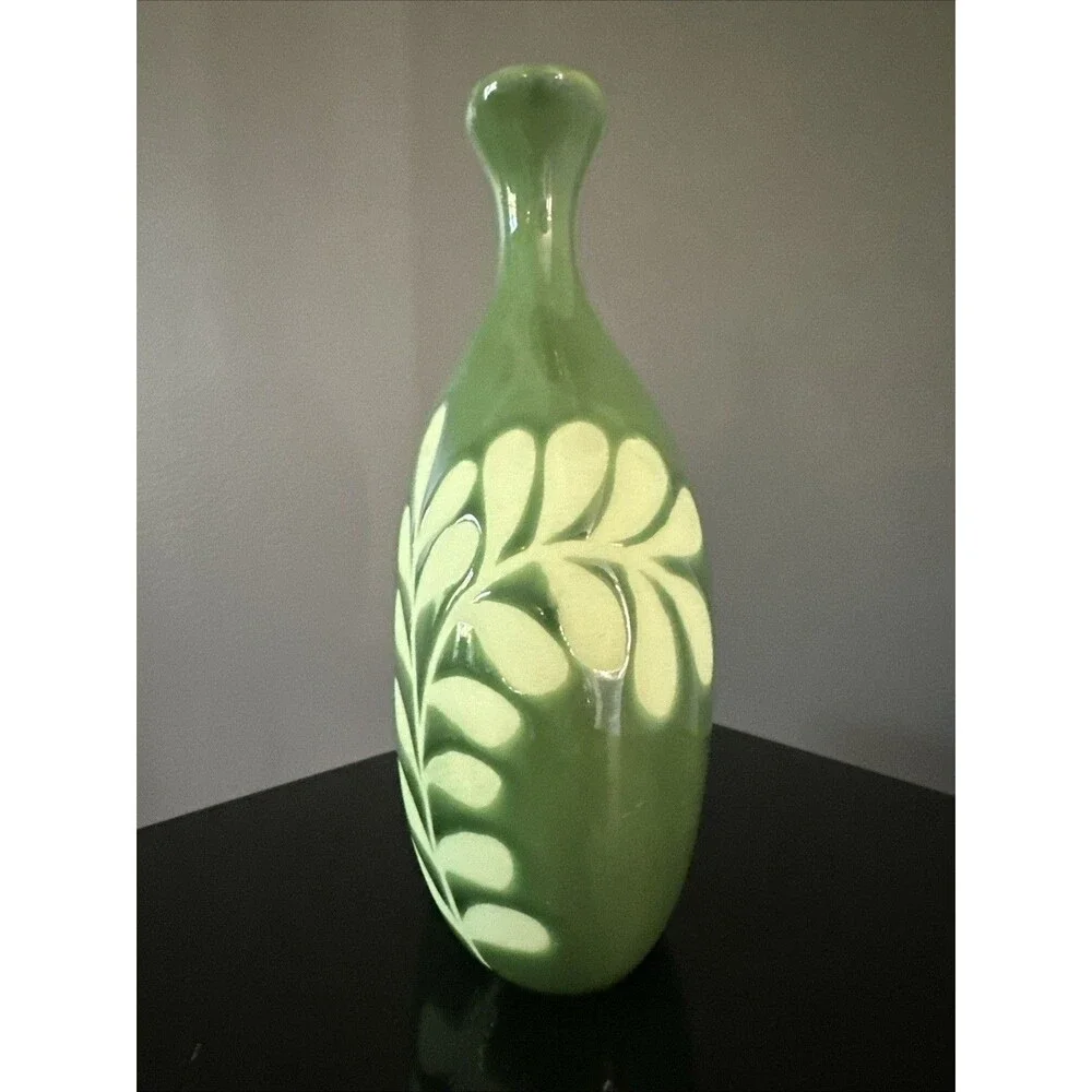Crate and Barrel Brin Green Vase Floral Modern Decor NWT
